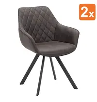 HC Stoelen | TITAN DIAMOND | Microvezel/Metaal | Brown | Zwarte Poten | Indoor | 2 Stuks | 570x560x850(h)mm 