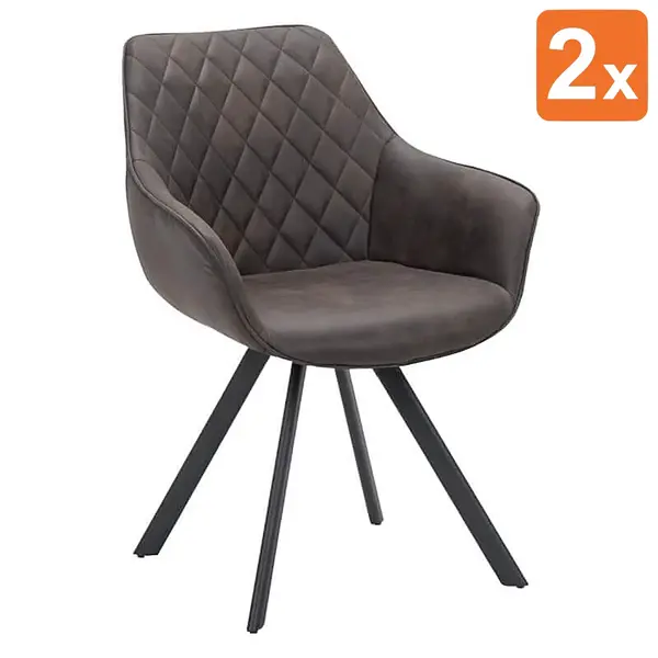 Stoelen | TITAN DIAMOND | Microvezel/Metaal | Brown | Zwarte Poten | Indoor | 2 Stuks | 570x560x850(h)mm