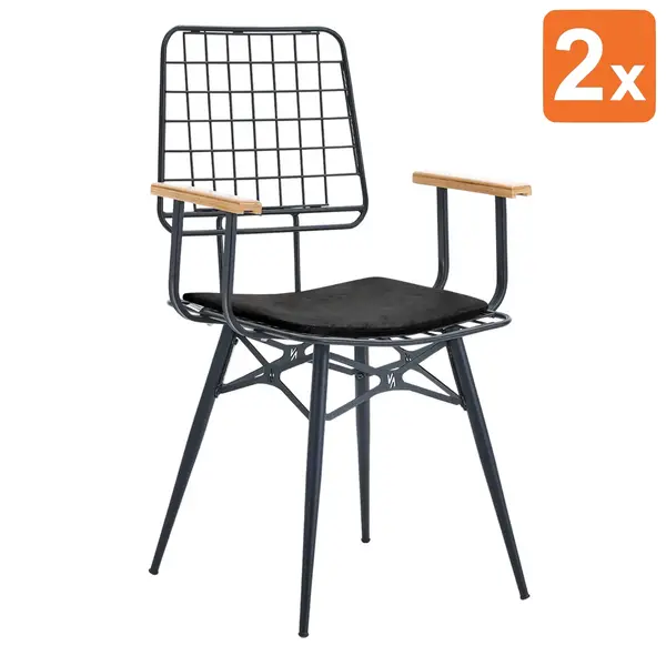 Stoelen | RIO | Microvezel/Metaal | Black | Zwart Frame | Indoor | 2 Stuks | 530x410x900(h)mm