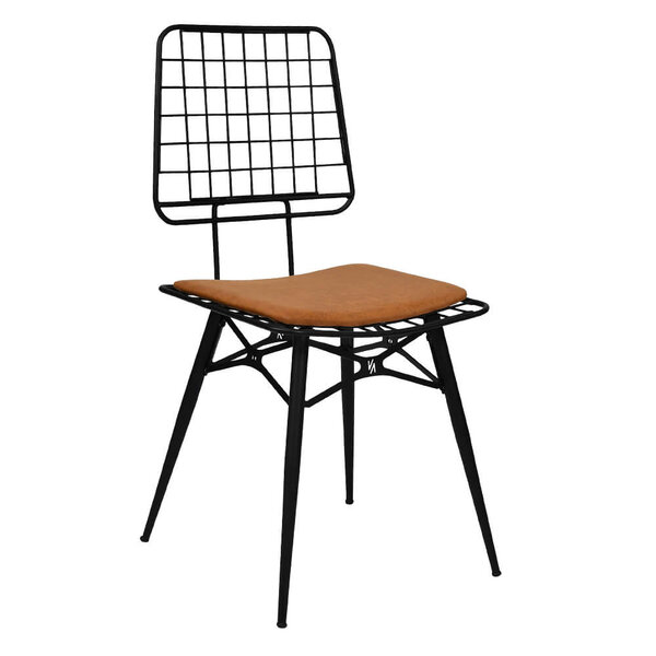 Stoel | RIO | Microvezel/Metaal | Cognac | Zwart Frame | Indoor | 450x520x900(h)mm