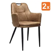HC Stoelen | VICTORIA | Microvezel/Metaal | Cognac | Zwarte Poten | Indoor | 2 Stuks | 580x570x865(h)mm 