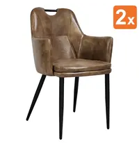 HC Stoelen | VICTORIA | Kunstleer/Metaal | Matte Cognac | Zwarte Poten | Indoor | 2 Stuks | 580x570x865(h)mm 