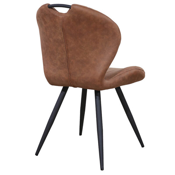 Stoelen | MIRACLE | Microvezel/Metaal | Cognac | Zwarte Poten | Indoor | 2 Stuks | 540x640x880(h)mm