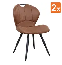 HC Stoelen | MIRACLE | Microvezel/Metaal | Cognac | Zwarte Poten | Indoor | 2 Stuks | 540x640x880(h)mm 