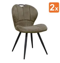 HC Stoelen | MIRACLE | Microvezel/Metaal | Olive | Zwarte Poten | Indoor | 2 Stuks | 540x640x880(h)mm 