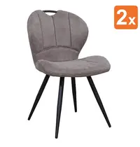 HC Stoelen | MIRACLE | Microvezel/Metaal | Pebble | Zwarte Poten | Indoor | 2 Stuks | 540x640x880(h)mm 