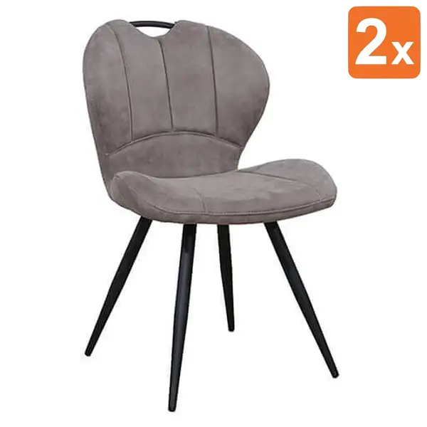 Stoelen | MIRACLE | Microvezel/Metaal | Pebble | Zwarte Poten | Indoor | 2 Stuks | 540x640x880(h)mm