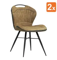 HC Stoelen | SPLASH | Microvezel/Metaal | Cognac | Zwarte Poten | Indoor | 2 Stuks | 620x540x870(h)mm 