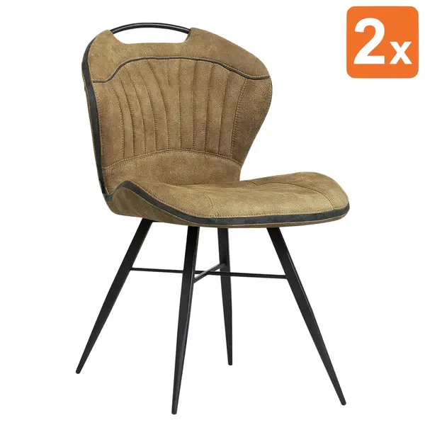 Stoelen | SPLASH | Microvezel/Metaal | Cognac | Zwarte Poten | Indoor | 2 Stuks | 620x540x870(h)mm