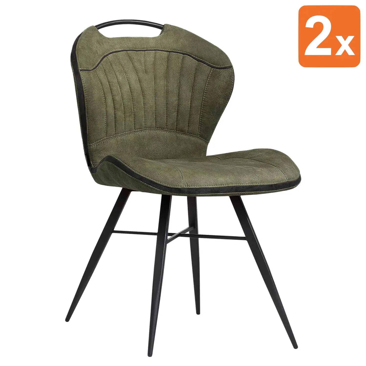 Stoelen | SPLASH | Microvezel/Metaal | Moss | Zwarte Poten | Indoor | 2 Stuks | 620x540x870(h)mm