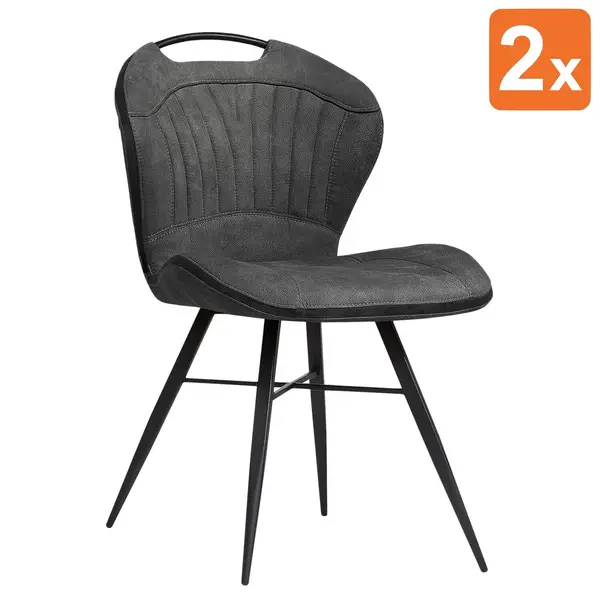 Stoelen | SPLASH | Microvezel/Metaal | Anthracite | Zwarte Poten | Indoor | 2 Stuks | 620x540x870(h)mm