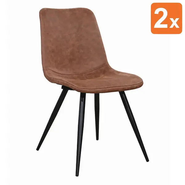 Stoelen | SPOT | Microvezel/Metaal | Cognac | Zwarte Poten | Indoor | 2 Stuks | 540x610x860(h)mm