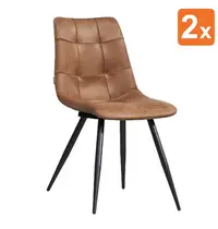 HC Stoelen | PEAK | Microvezel/Metaal | Cognac | Zwarte Poten | Indoor | 2 Stuks | 480x650x880(h)mm 