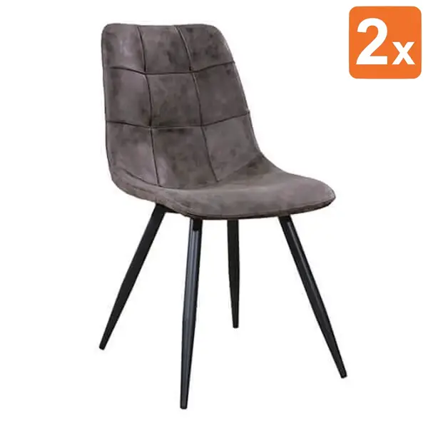 Stoelen | PEAK | Microvezel/Metaal | Anthracite | Zwarte Poten | Indoor | 2 Stuks | 480x650x880(h)mm
