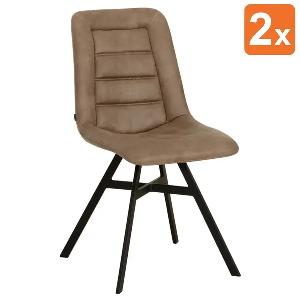 Stoelen | NIELS | Polyester/Metaal | Truffle | Zwarte Poten | Indoor | 2 Stuks | 480x640x890(h)mm