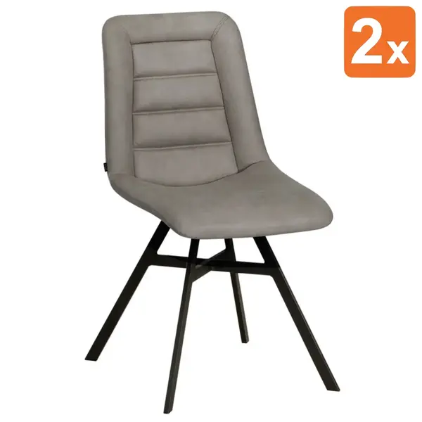 Stoelen | NIELS | Polyester/Metaal | Grey | Zwarte Poten | Indoor | 2 Stuks | 480x640x890(h)mm