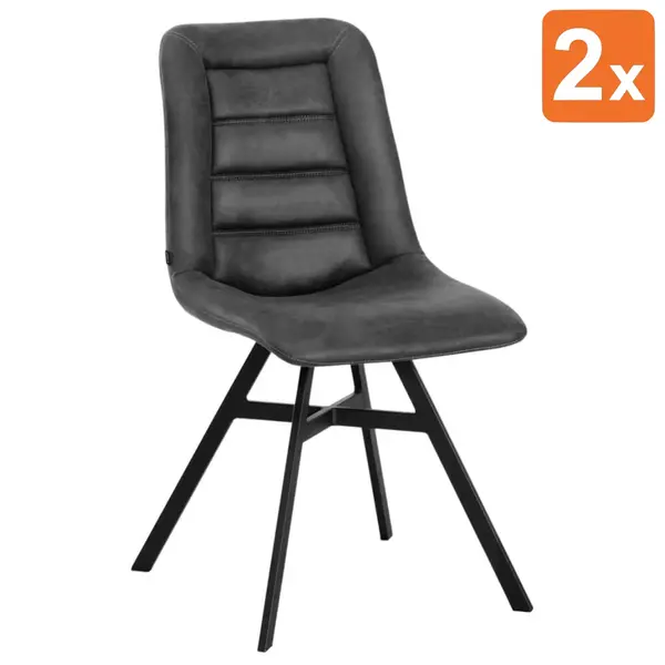 Stoelen | NIELS | Polyester/Metaal | Anthracite | Zwarte Poten | Indoor | 2 Stuks | 480x640x890(h)mm
