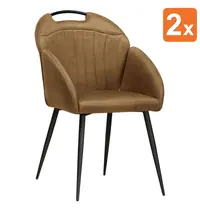 HC Stoelen | BELIZE | Microvezel/Metaal | Cognac | Zwarte Poten | Indoor | 2 Stuks | 550x600x880(h)mm 
