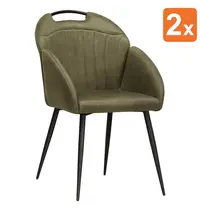 HC Stoelen | BELIZE | Microvezel/Metaal | Moss | Zwarte Poten | Indoor | 2 Stuks | 550x600x880(h)mm 