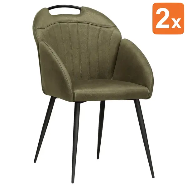 Stoelen | BELIZE | Microvezel/Metaal | Moss | Zwarte Poten | Indoor | 2 Stuks | 550x600x880(h)mm