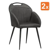 HC Stoelen | BELIZE | Microvezel/Metaal | Anthracite | Zwarte Poten | Indoor | 2 Stuks | 550x600x880(h)mm 