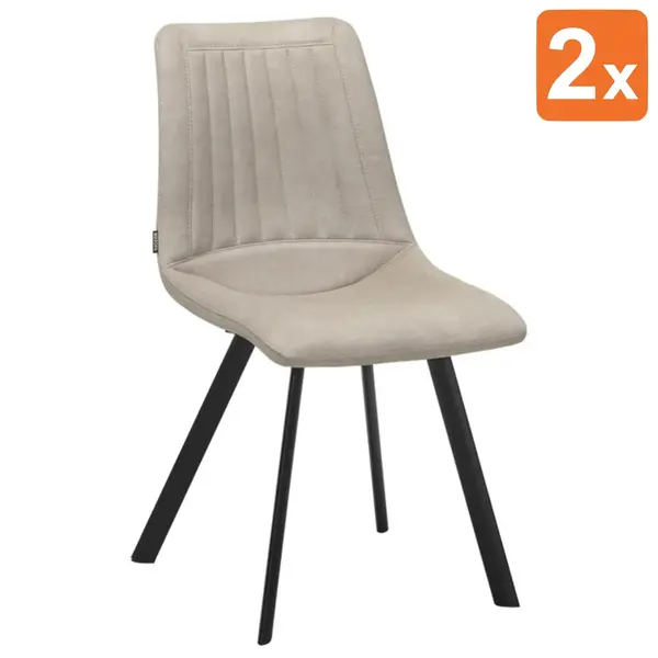 Stoelen | PLUTO | Microvezel/Metaal | Sand | Zwarte Poten | Indoor | 2 Stuks | 470x660x860(h)mm