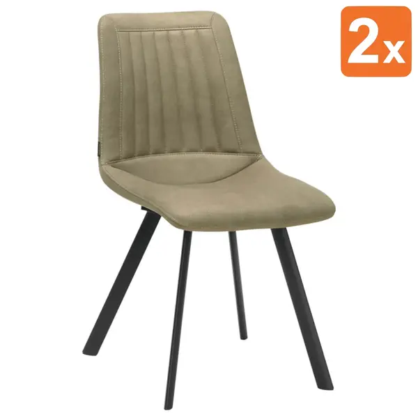 Stoelen | PLUTO | Microvezel/Metaal | Thyme | Zwarte Poten | Indoor | 2 Stuks | 590x650x855(h)mm