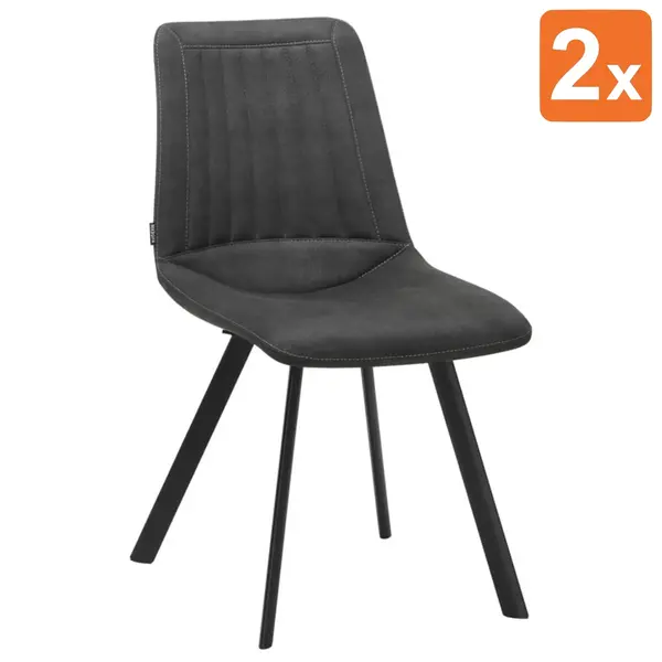 Stoelen | PLUTO | Microvezel/Metaal | Anthracite | Zwarte Poten | Indoor | 2 Stuks | 470x660x860(h)mm