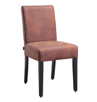 HC Stoel | MABEL | Microvezel/Hout | Cognac | Wengé Poten | Indoor | 430x590x900(h)mm 