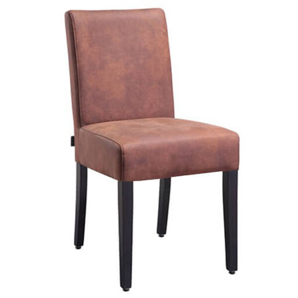 Stoel | MABEL | Microvezel/Hout | Cognac | Wengé Poten | Indoor | 430x590x900(h)mm