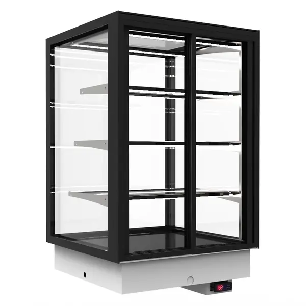 Drop-In Warmhoudvitrine | INTEGRA | Zwart | 60°C/70°C | Geventileerd | 4 Niveaus | Zelfbediening | 0.53kW (230V) | 600x600x815/980(h)mm