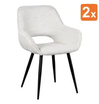 HC Stoelen | FLORE | Bouclé/Metaal | Creme | Zwarte Poten | Indoor | 2 Stuks | 580x570x870(h)mm