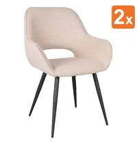 HC Stoelen | FLORE | Bouclé/Metaal | Naturel | Zwarte Poten | Indoor | 2 Stuks | 580x570x870(h)mm