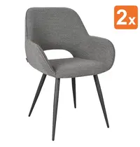 HC Stoelen | FLORE | Bouclé/Metaal | Grey | Zwarte Poten | Indoor | 2 Stuks | 580x570x870(h)mm