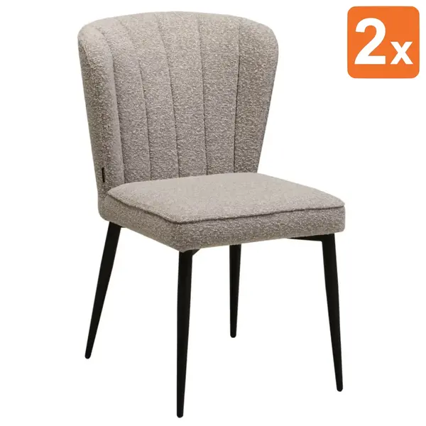 Stoelen | FOURTY | Bouclé/Metaal | Toffee | Zwarte Poten | Indoor | 2 Stuks | 545x630x865(h)mm