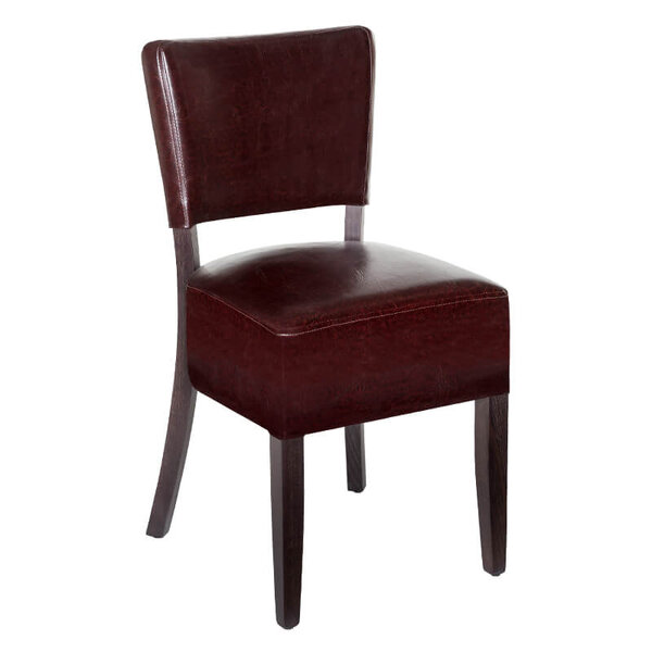 Stoel | TARA | Kunstleer/Hout | Dark Bordeaux | Wengé Frame | Indoor | 430x560x830(h)mm
