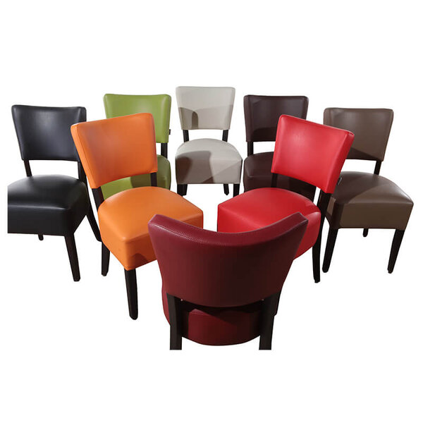 Stoel | TARA | Kunstleer/Hout | Orange | Wengé Frame | Indoor | 430x560x830(h)mm