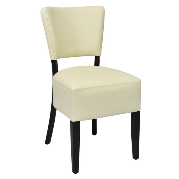 Stoel | TARA | Kunstleer/Hout | Creme | Wengé Frame | Indoor | 430x560x830(h)mm