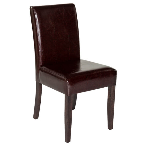 Stoel | MABEL | Kunstleer/Hout | Dark Bordeaux | Wengé Poten | Indoor | 430x590x900(h)mm