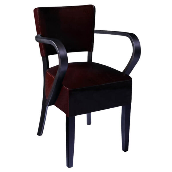 Stoel | TARA | Kunstleer/Hout | Dark Bordeaux | Wengé Frame | Indoor | 530x560x830(h)mm