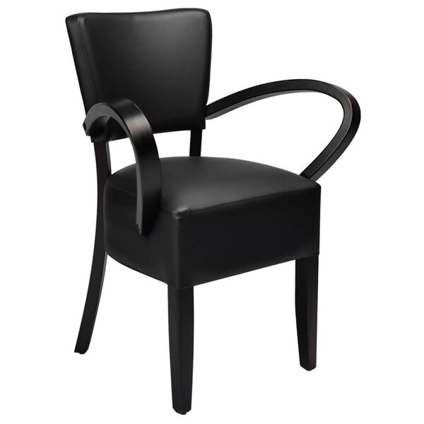 Stoel | TARA | Kunstleer/Hout | Black | Wengé Frame | Indoor | 530x560x830(h)mm