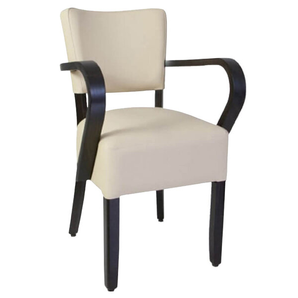 Stoel | TARA | Kunstleer/Hout | Creme | Wengé Frame | Indoor | 530x560x830(h)mm