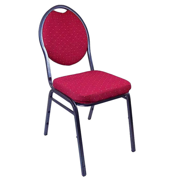 Banketstoel | STACKCHAIR | Stof/Metaal | Red | Grijs Frame | Indoor | Stapelbaar | 400x470x900(h)mm