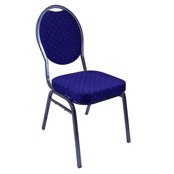Banketstoel | STACKCHAIR | Stof/Metaal | Blue | Grijs Frame | Indoor | Stapelbaar | 400x470x900(h)mm