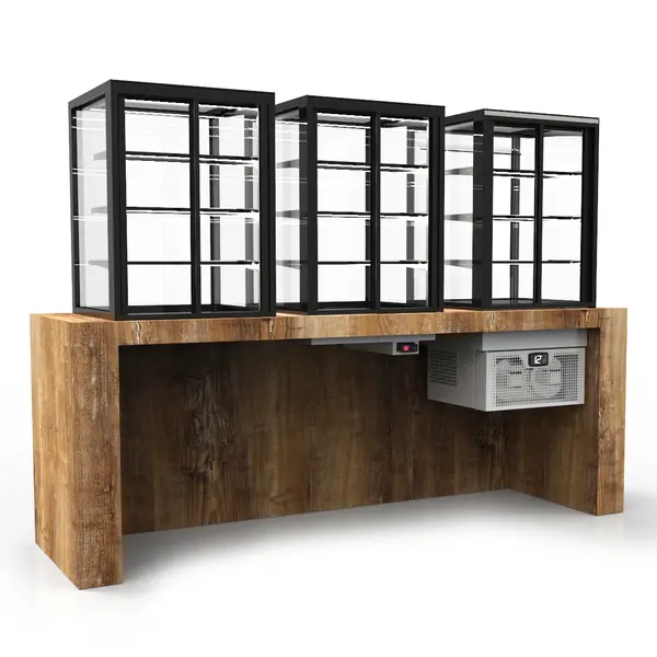 Drop-In Koelvitrine | INTEGRA | Zwart | +2°C/+6°C | Geforceerd | 4 Niveaus | Zelfbediening | Touchscreen | 1000x600x815/1155(h)mm