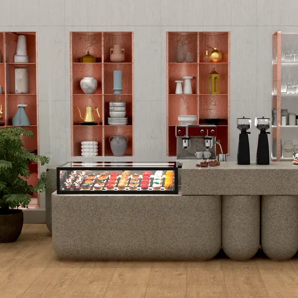 Drop-In Koelvitrine | INTEGRA | Zwart | +2°C/+6°C | Geforceerd | 1 Niveau | Touchscreen | 1200x600x265/615(h)mm