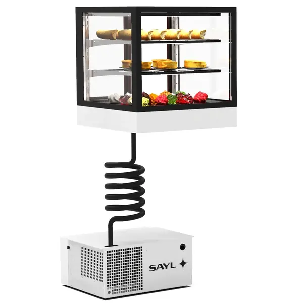 Koelvitrine | INTEGRA | Zwart/Wit | +2°C/+6°C | Geforceerd | 3 Niveaus | Touchscreen | Losse Koelunit (Inbouw) | 600x600x650(h)mm