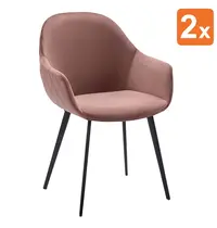 HC Stoelen | CAMILLE |  Fluweel/Metaal | Old Pink |  Zwarte Poten | Indoor | 2 Stuks | 560x650x820(h)mm 