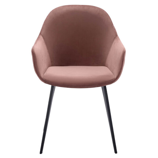 Stoelen | CAMILLE |  Fluweel/Metaal | Old Pink |  Zwarte Poten | Indoor | 2 Stuks | 560x650x820(h)mm
