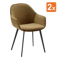 HC Stoelen | CAMILLE |  Fluweel/Metaal | Gold |  Zwarte Poten | Indoor | 2 Stuks | 560x650x820(h)mm 